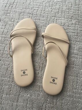 Shade & Shore Beige Minimalist Slide Sandals